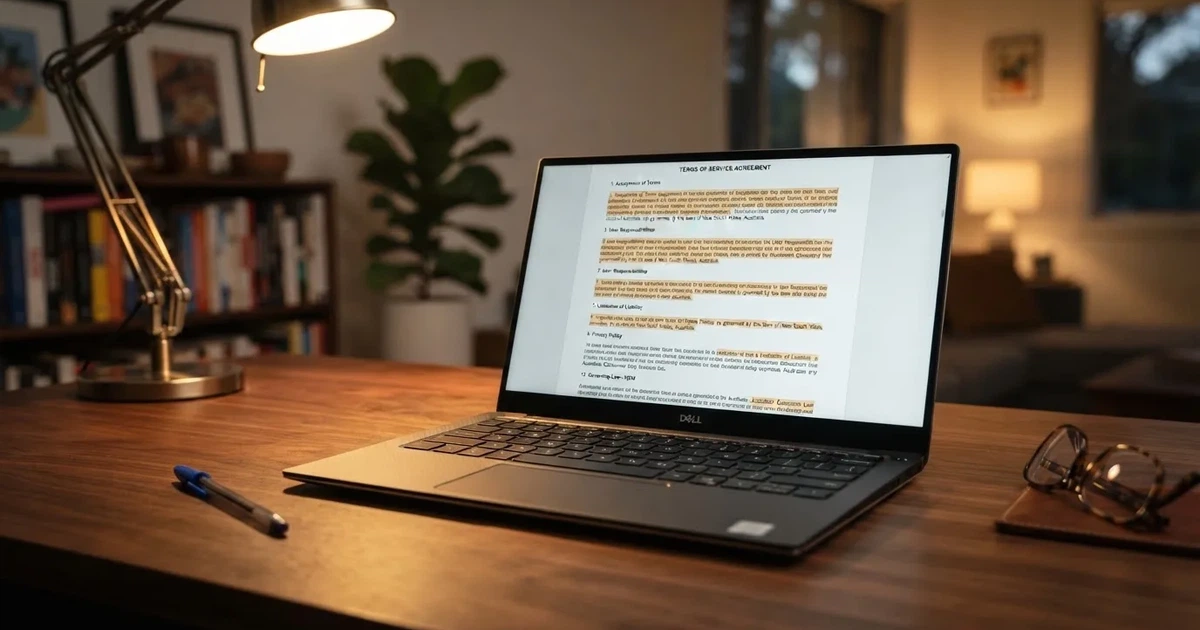 A laptop screen showing a terms-and-conditions page with wagering requirements highlighted.