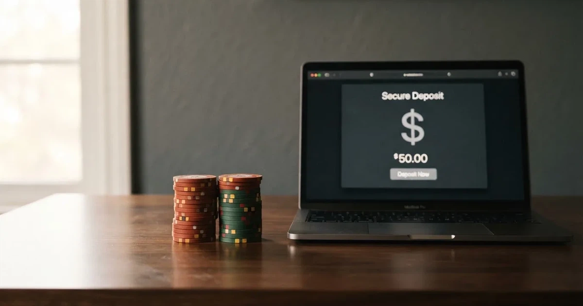 A small stack of coins next to a laptop showing an online payment form.